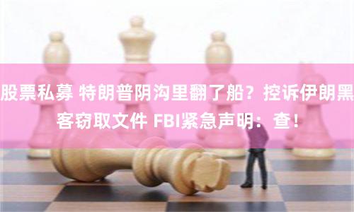 股票私募 特朗普阴沟里翻了船？控诉伊朗黑客窃取文件 FBI紧急声明：查！