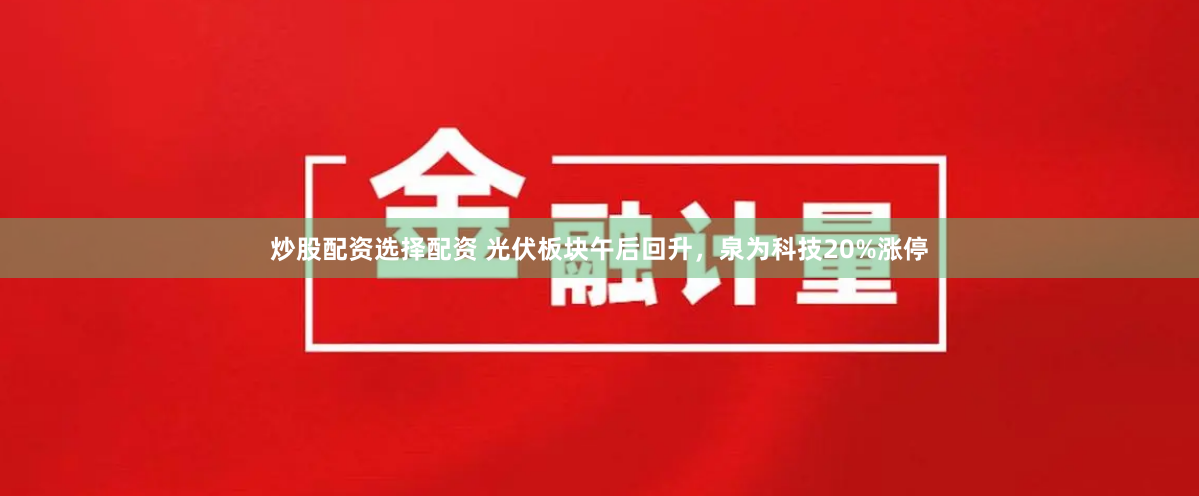 炒股配资选择配资 光伏板块午后回升，泉为科技20%涨停